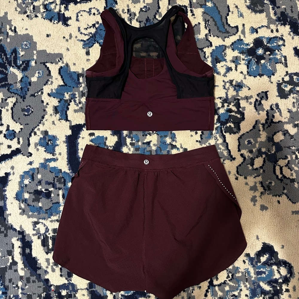 Lululemon Maroon Fast and Free Running Mesh Double Layer Sports Bra